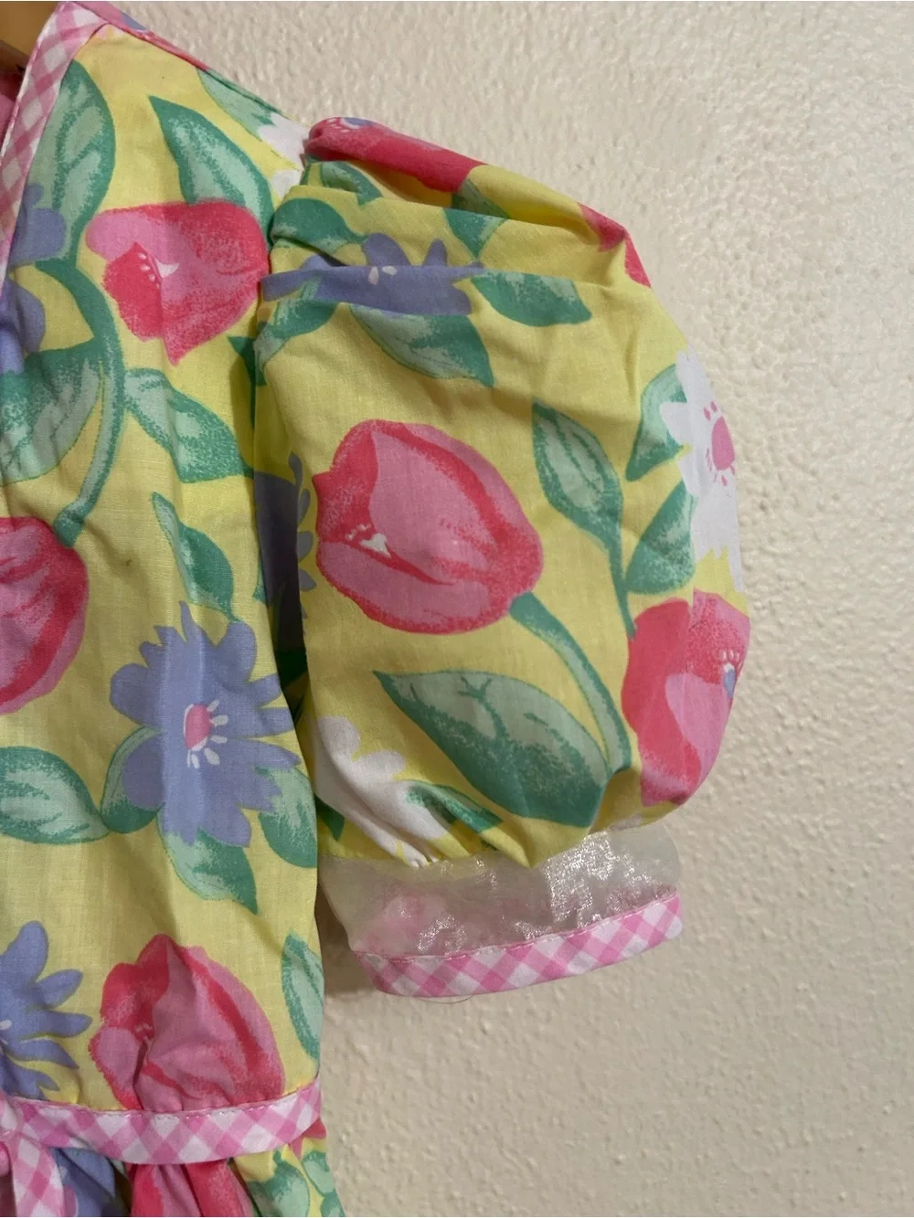 Rachel’s Kids Dress Size 6x Yellow Floral Girls' Vintage Puff sleeve
